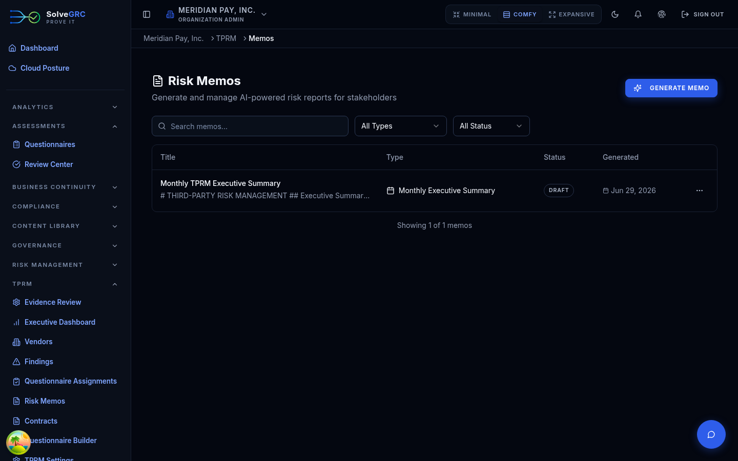 Risk memos
