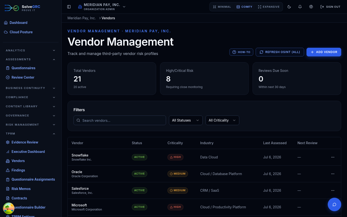 Vendor Management inventory